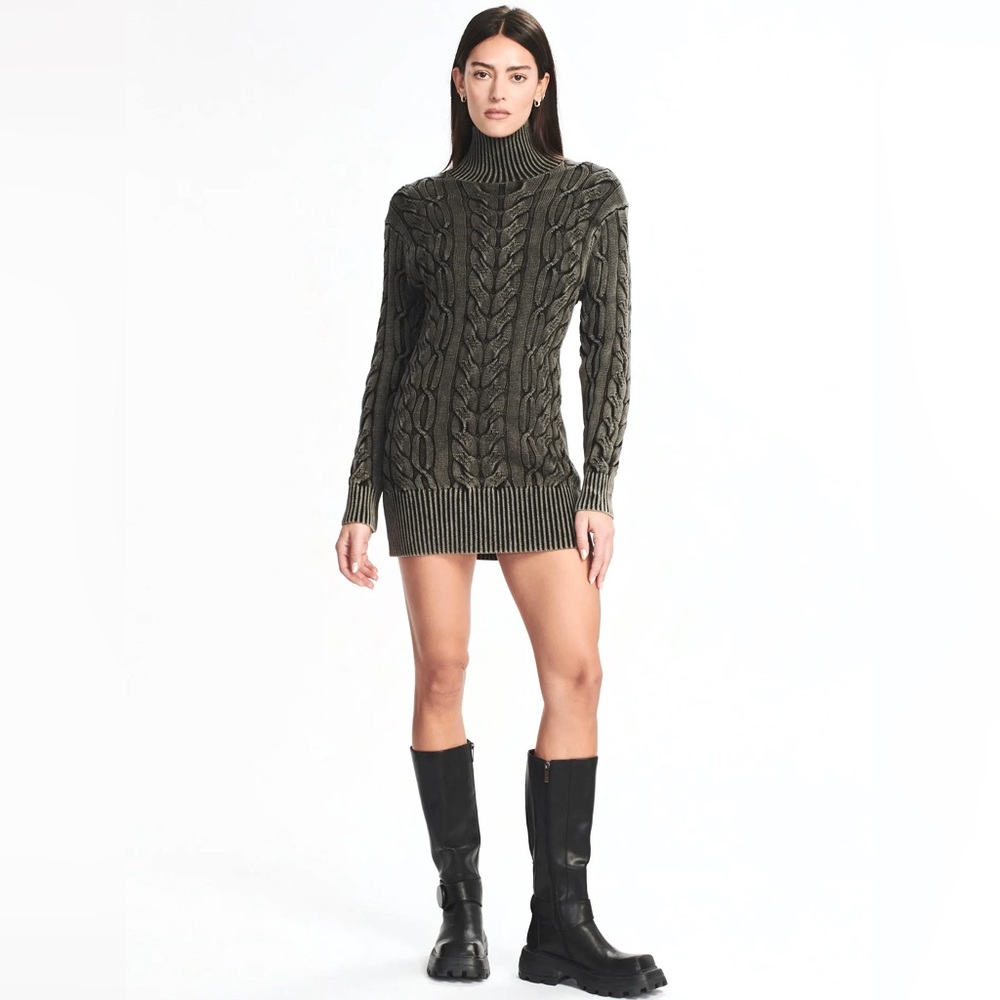 SER.O.YA Women’s Storme Cable Knit Dress in Black Washed, size XS *NWT*